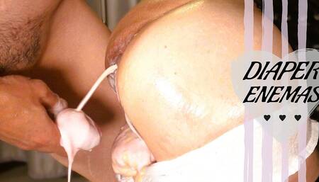 Kinky Enemas in My Diaper Before Piss and Cum in Mouth Humiliation