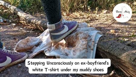 Stepping Accidentally on Ex-boyfriend's White T-shirt under My Muddy Shoes in different scenes