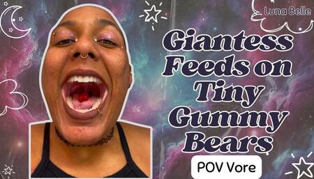 Giantess Feeds on Tiny Gummy Bears