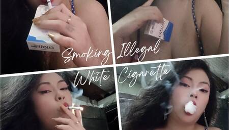 Smoking Illegal White Cigarette