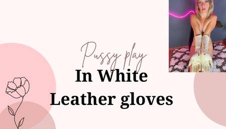 new long white leather gloves