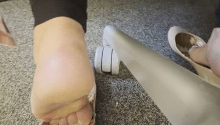 Candid Almost caught behind the chair dipping and inside the worn flats