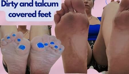 Dirty and talcum-covered feet