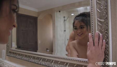 Sexy Teen Latina Emily Willis Takes a Facial Cumshot After a Hot Shower