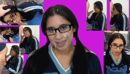 Cheerleader eRica gets a very sticky facial!