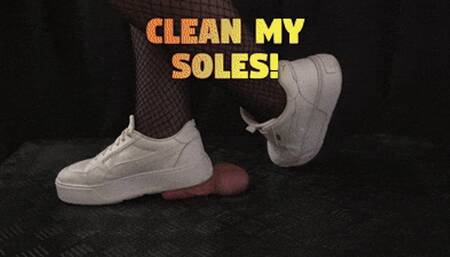 Using your Cock and Balls to Clean My Soles in White Puma Sneakers (Close Version) - TamyStarly - Cock Balls Crush Trample, Shoejob, CBT, Trampling, Bootjob, Stomping