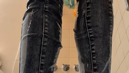 Truly Losing Control While Holding Pee in Tight Acid Wash Jeggings, Then Teasing My Pussy Through Pink Boyshort Panties
