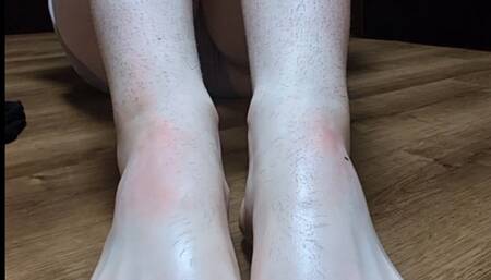 Stripping off Soaked Black Stocking with my Toes & Showing off my Pissy Feet