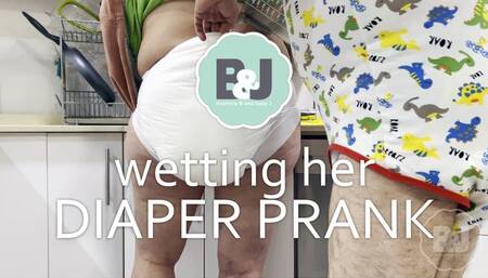 Wetting her diaper prank