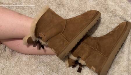 Removing Amelie’s Ugg Boots and socks