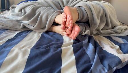 SILENT | Natasha Rubs Soles with her Male Roommate under Blanket Barefoot | Feet Touching | Footsie Play
