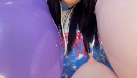 poping balloons with needle myllar and latex