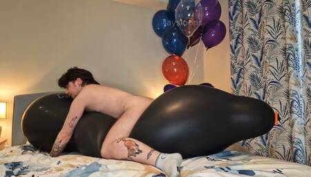 Humping & orgasm on big doll balloon then deflate - FTM