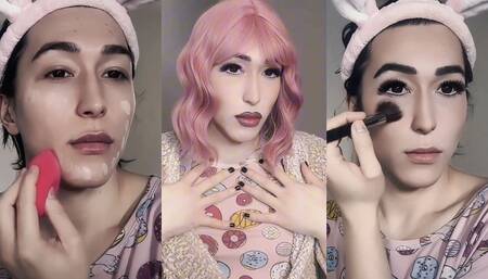 Femboy to Sexy Sissy Transformation with Makeup and Wig