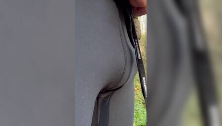 I wear see-through leggings in a park