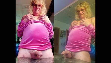 Tslillysophie in Hot Pink Dress Shows Her Big Tits