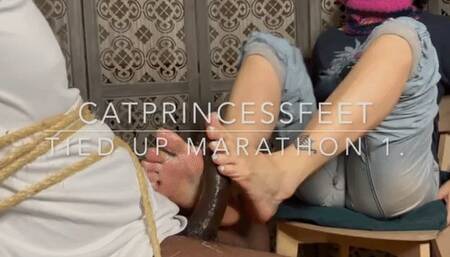 Cumshower! 3 nuts in a row, bondage Footjob Marathon 3 of 5 orgasms, bbc toejob solejob, Catprincess, queen of back to back, mistress of multiples