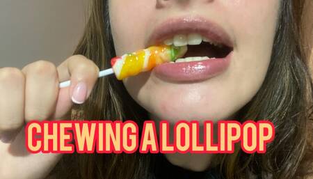 chewing a lollipop