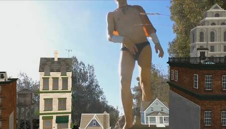 Giant superhero attacks the city