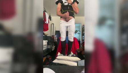 Football Athlete Dilf Jockdad87 Is Super Horny in His Pads, Pants and Socks on Cam