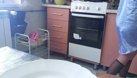 Sensual Hairy Woman in the Kitchen