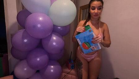 Game with beach ball and balloon