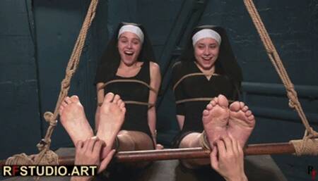 Leya and Tonya - Tickling Two Barefoot Nuns (HD 720p MP4)