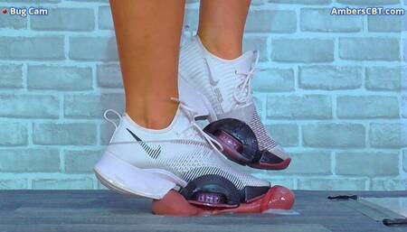 Busting His Cock & Balls Under My Nike Superreps - Bug Cam - A125-BUG