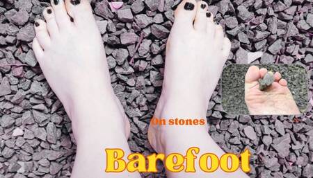 walking barefoot on stones