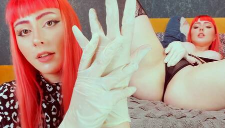 GFE: Redhead goth girl makes you a fan of handjob with gloves