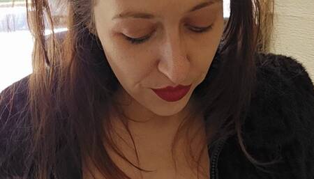 Goth Goddess D Smoking Virginia Slims 120 and Showing off Perky Tits Outside