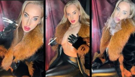 Smoking 2 Eve 120 at once in fur and Leather