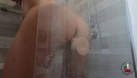 Having Fun with My Dildo in the Shower