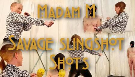 Savage Slingshot Shots, extreme bondage CBT catapult punishment