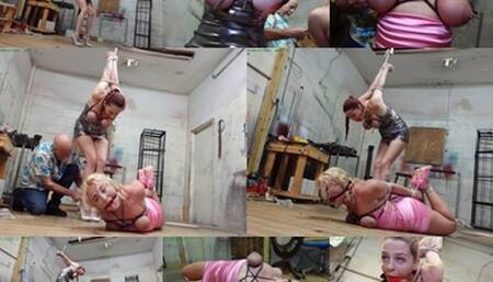 Blond & redhead struggle in tightly breast bound bondage unable to help each other (MP4 SD 3500kbps)