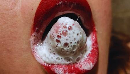 Washing my mouth and my red lips
