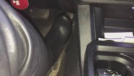 PedapumpingA Cranking in Black Leather Over the Knee Boots (Passenger View)