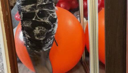 Jump in dress on big yoga ball