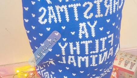 Christmas thong wearing cutie Tinylittlebabyg shows off her ass for you to worship