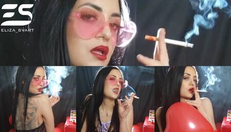 Cigarettes and heart shaped balloons