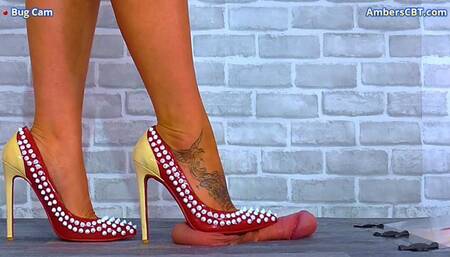 Castrating His Balls Under My Candy Crush Heels - Bug Cam - A137BUG