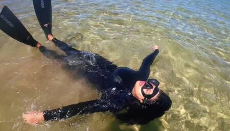 neoprene and snorkel gear in the sea