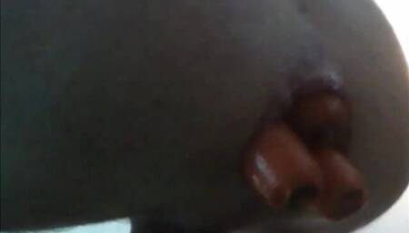 Stuffing 9 Large Carrots Together Fully up My Shaved Hairless Asshole