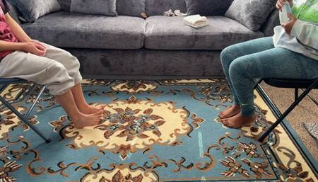 Miss Almond's first footjob with Dylan (1080)