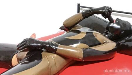 Deep throat fun with dildo - Alex Latex