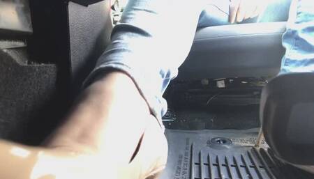 Behind the Pedal Cranking Nude Pointy Pumps