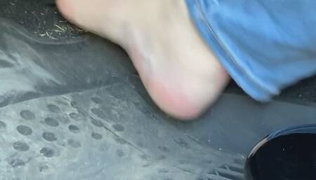 A Cranking in Black Patent Pumps and Barefeet