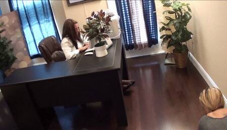 Foot worship turned footjob at the office!