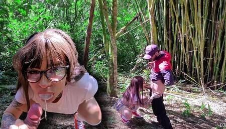 Girl Skips Class on School Trip to Suck Teacher in the Forest