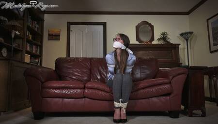 Madalynn Raye is secured in rope for the security system testing SD